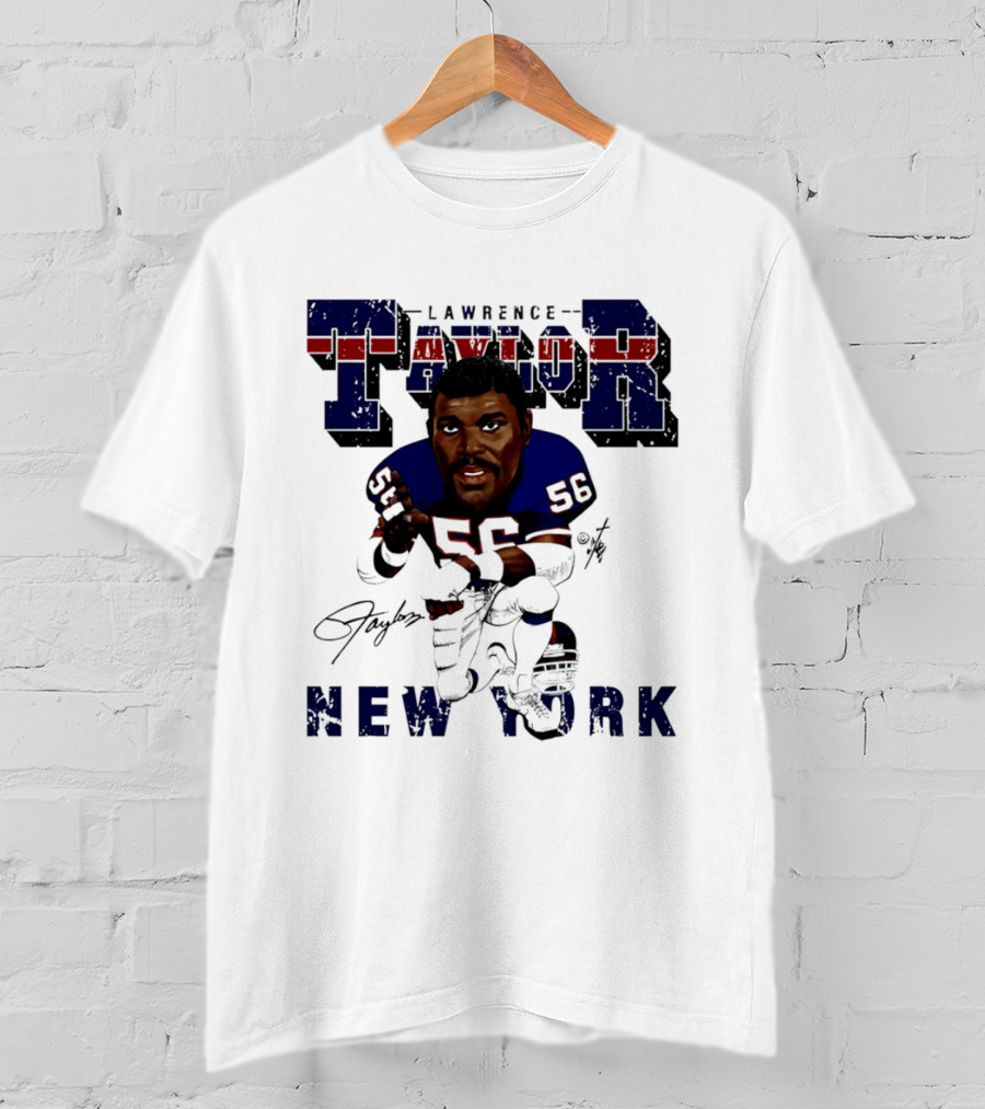 Lawrence Taylor New York Giants Kneeling Bruce Stark Collection T-Shirt