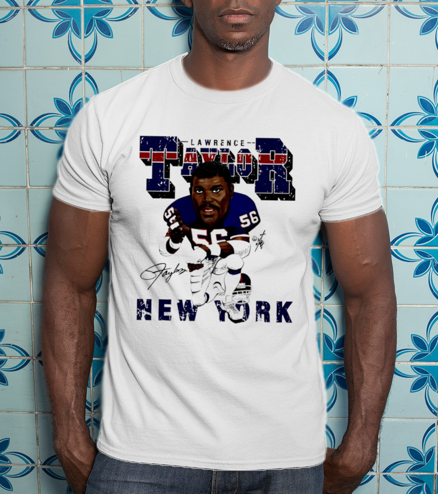 Lawrence Taylor New York Giants Kneeling Bruce Stark Collection T-Shirt