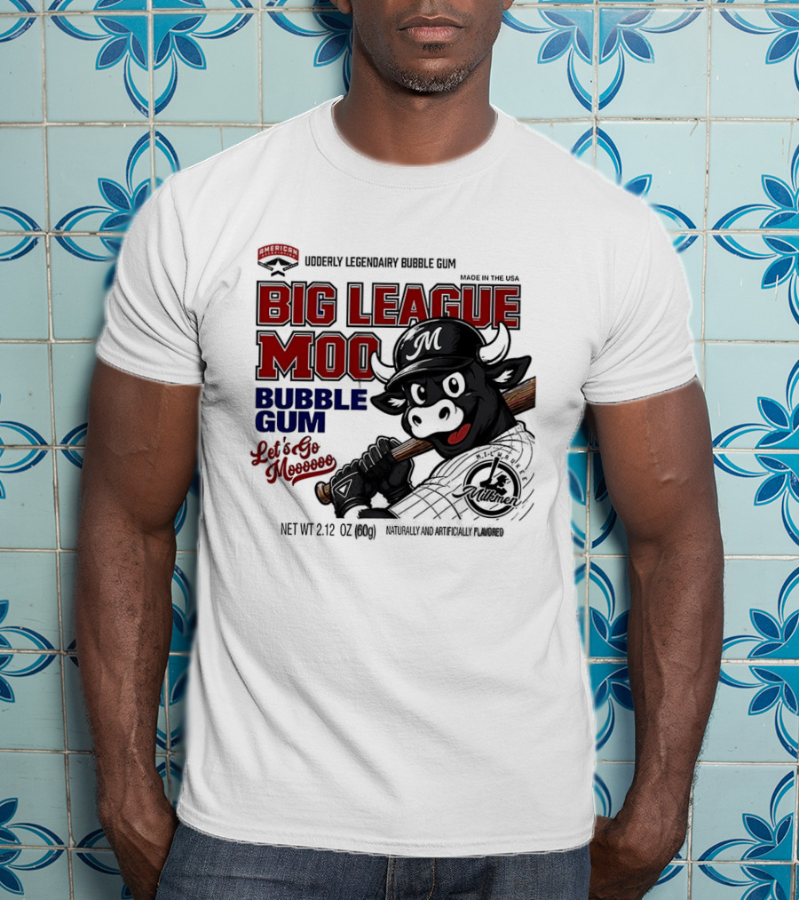 Milwaukee Milkmen Big League Moo Bubble Gum Udderly Legendary Made In USA T-Shirt