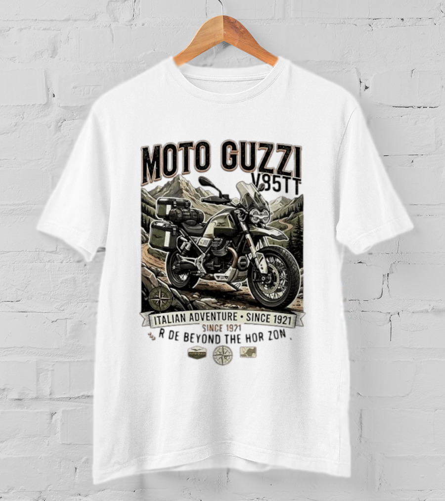 Moto Guzzi V85TT Italian Adventure Since 1921 Ride Beyond The Horizon T-Shirt