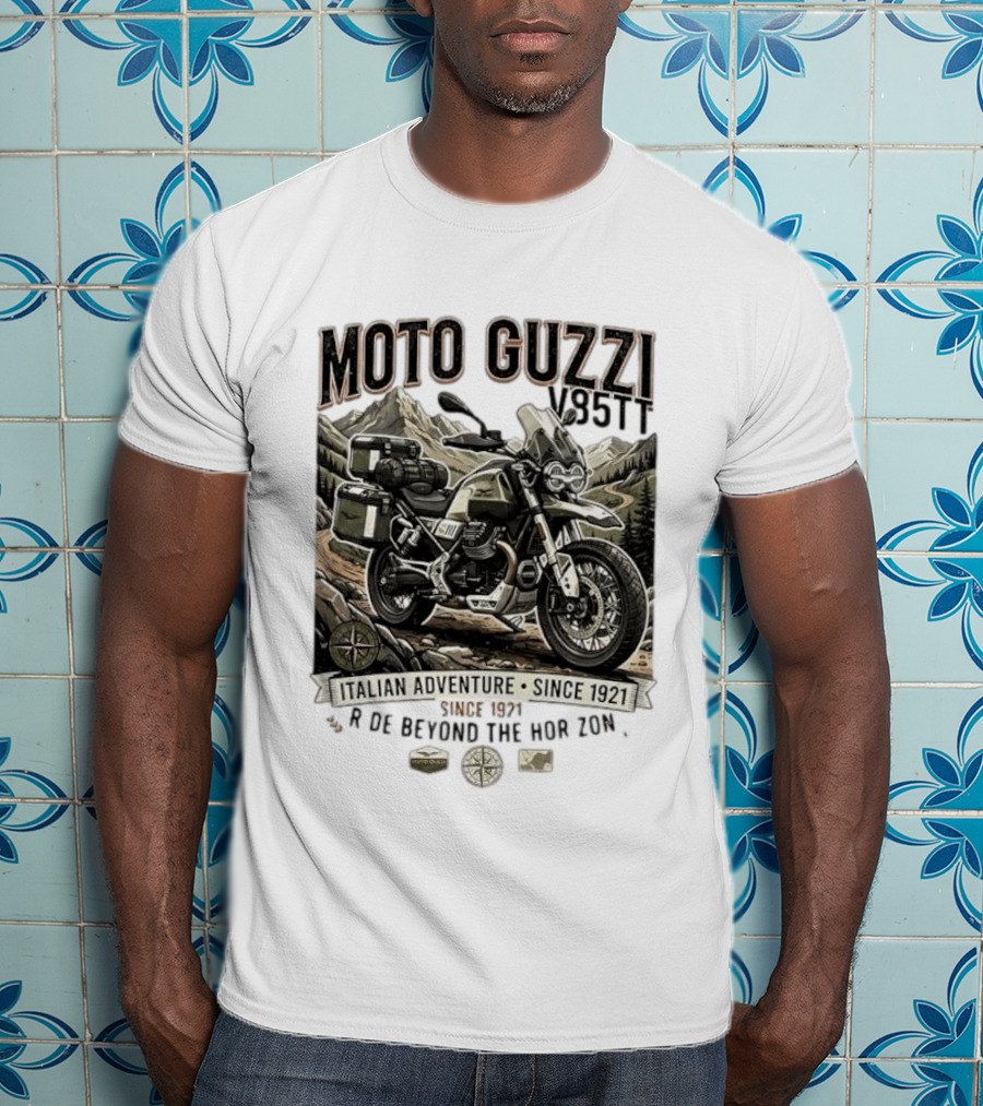 Moto Guzzi V85TT Italian Adventure Since 1921 Ride Beyond The Horizon T-Shirt