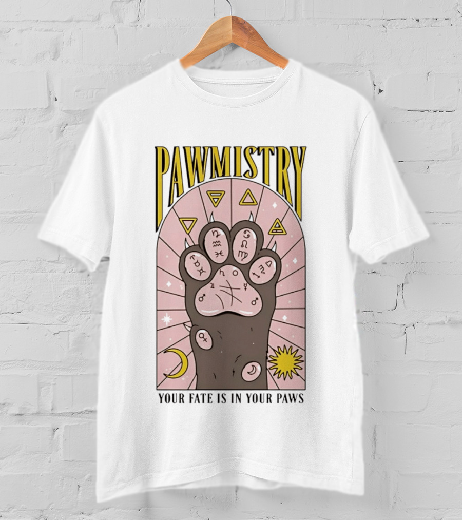 Pawmistry Astrology Cat Paw Your Fate Is In Your Paws Zodiac T-Shirt