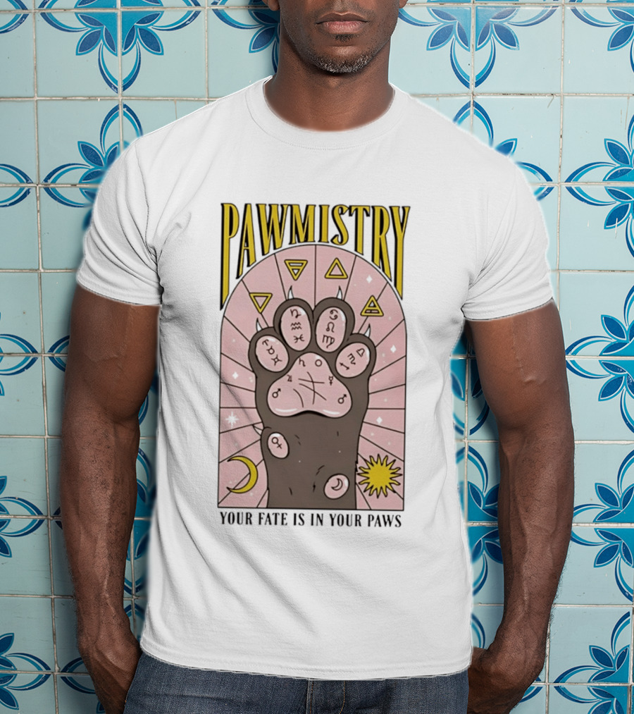 Pawmistry Astrology Cat Paw Your Fate Is In Your Paws Zodiac T-Shirt
