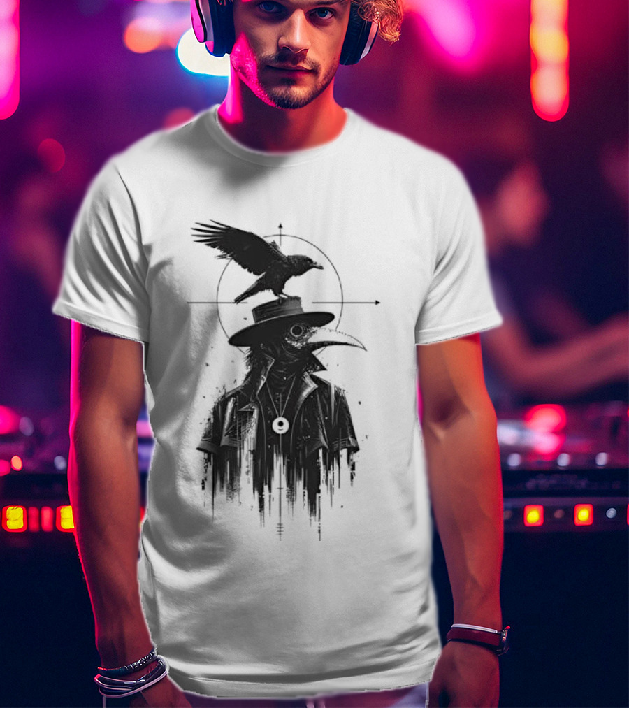 Plague Doctor With Raven Gothic Minimalist Short Sleeve T-Shirt