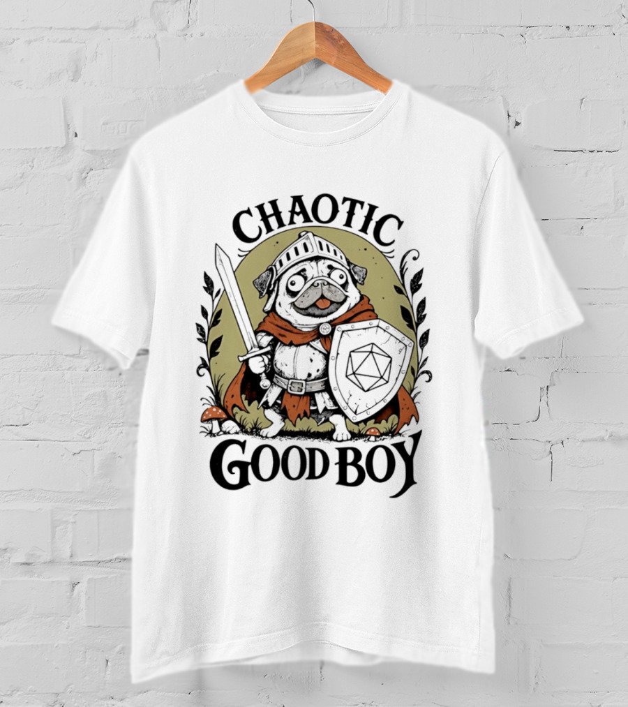 Chaotic Good Boy Pug Knight Dungeons And Dragons Adventure T-Shirt