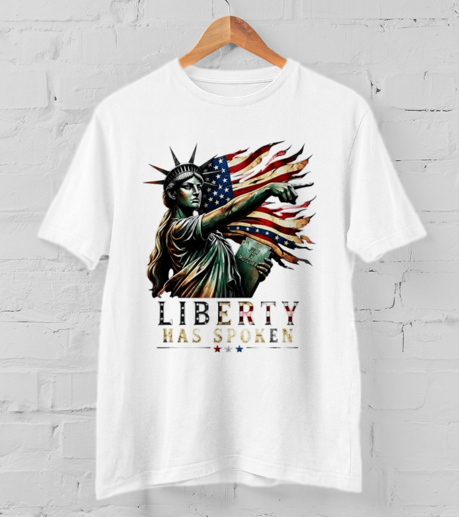 Sophia Cunningham Liberty Has Spoken Statue Of Liberty Pointing July Freedom Flag T-Shirt