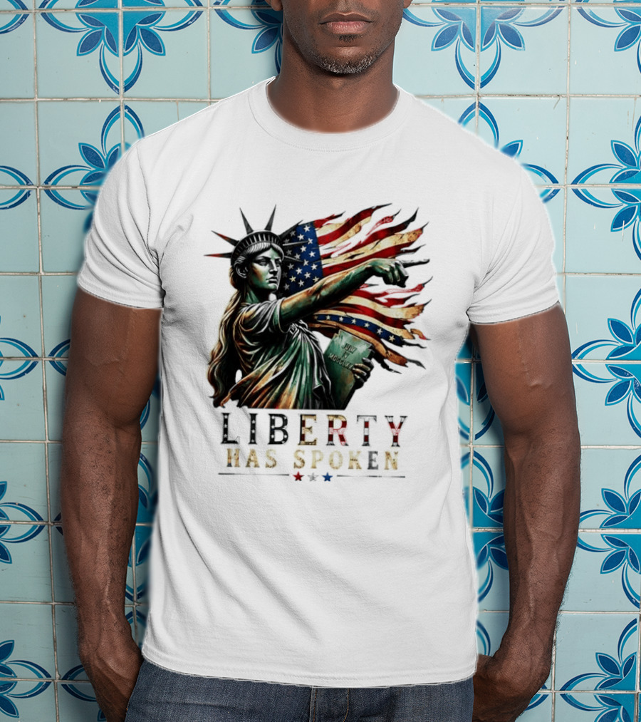 Sophia Cunningham Liberty Has Spoken Statue Of Liberty Pointing July Freedom Flag T-Shirt