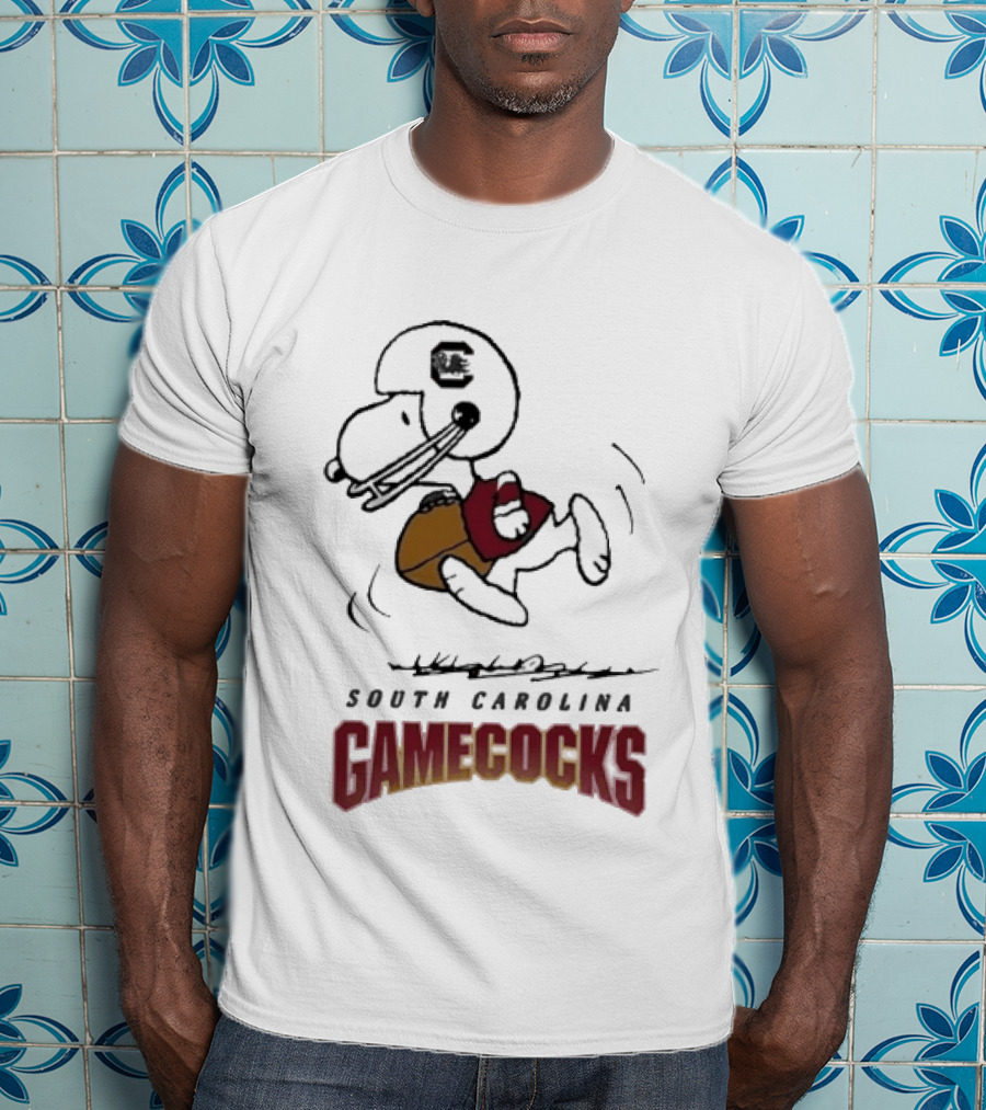 South Carolina Gamecocks Peanuts Snoopy Football T-Shirt