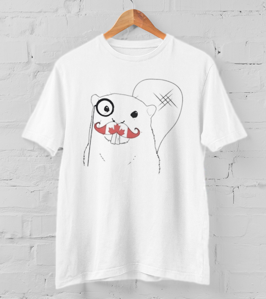 The Dapper Canadian Beaver Mustache Art With Monocle T-Shirt