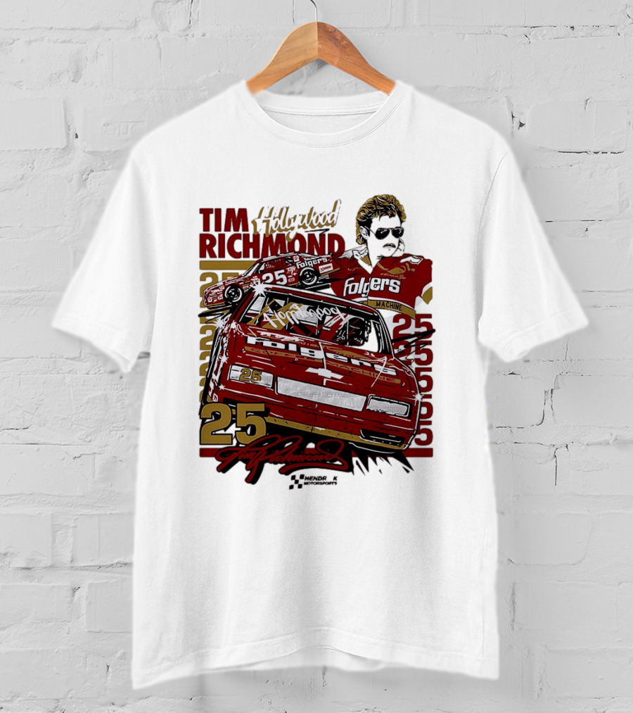 Tim Richmond Hollywood 25 Hendrick Motorsports Folgers NASCAR Racing T-Shirt