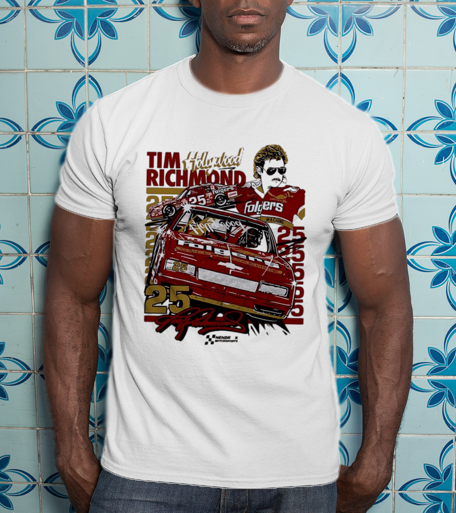 Tim Richmond Hollywood 25 Hendrick Motorsports Folgers NASCAR Racing T-Shirt