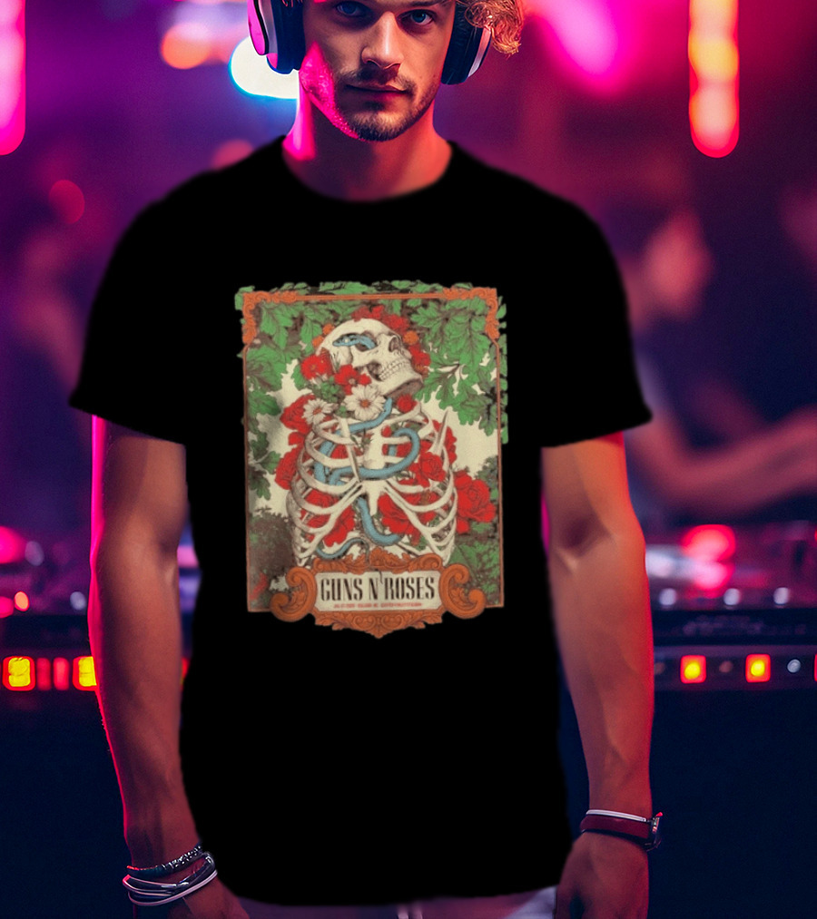 Guns N Roses Raleigh North Carolina 2026 Event Carter Finley Stadium July 23 Skeleton Roses T-Shirt