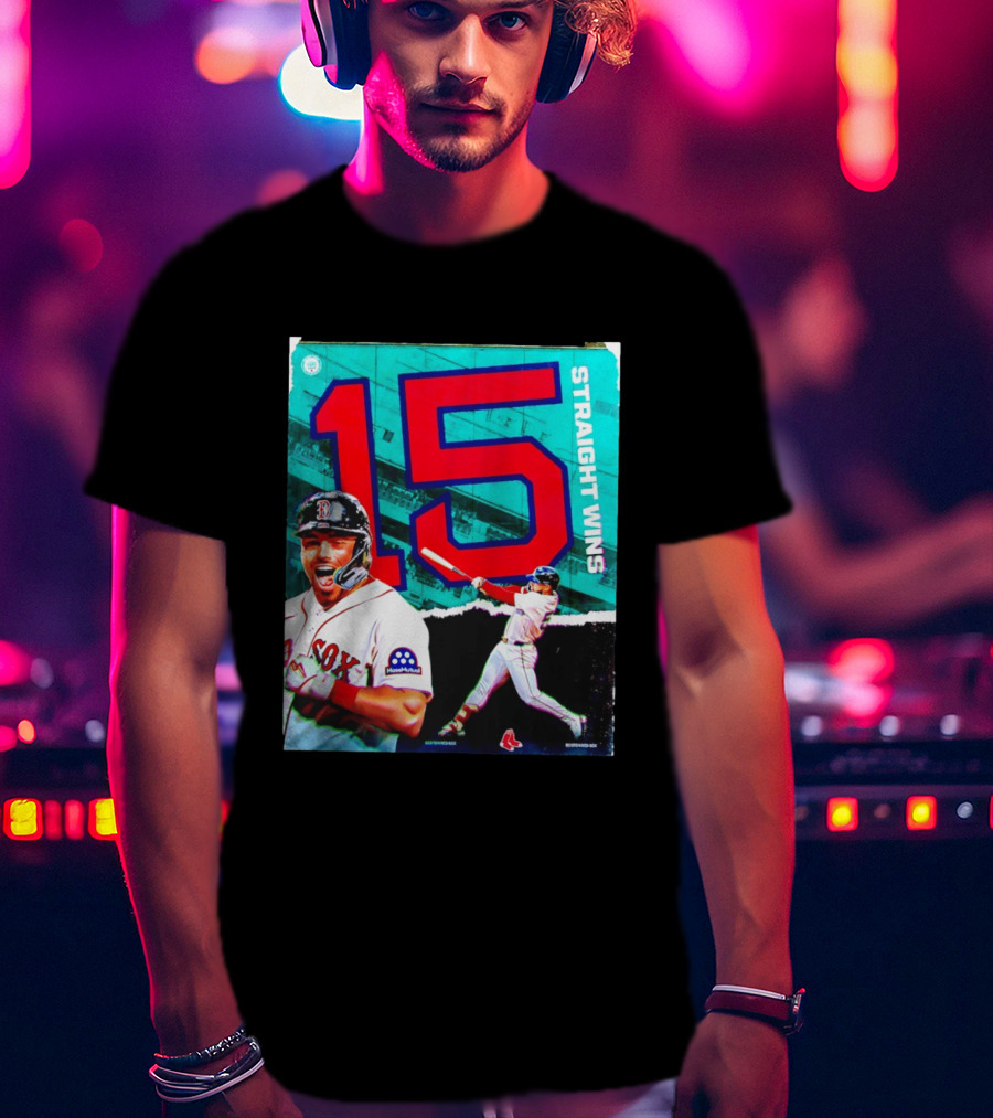 Boston Red Sox 15 Straight Wins Moose Mutual Collaboration T-Shirt