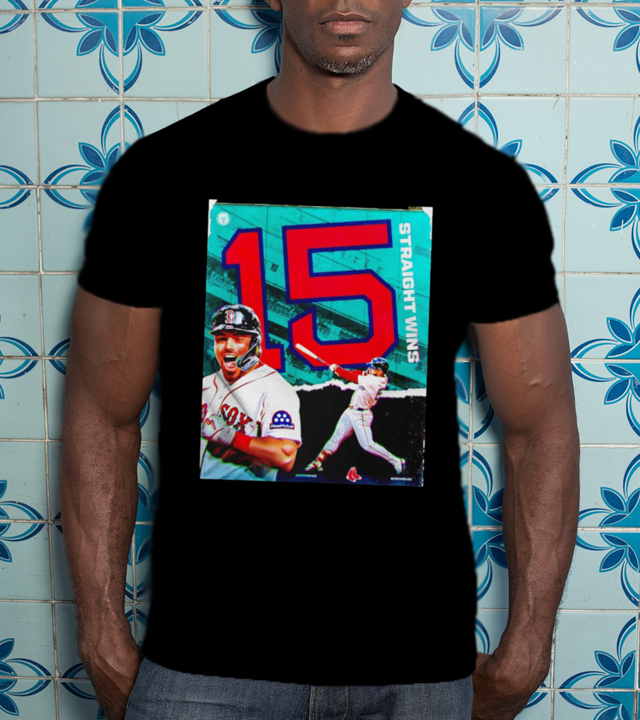 Boston Red Sox 15 Straight Wins Moose Mutual Collaboration T-Shirt