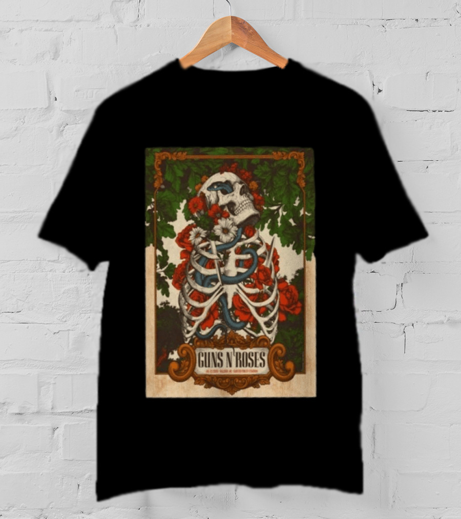 Guns N' Roses Skeleton Roses Raleigh NC 7 23 2026 T-Shirt
