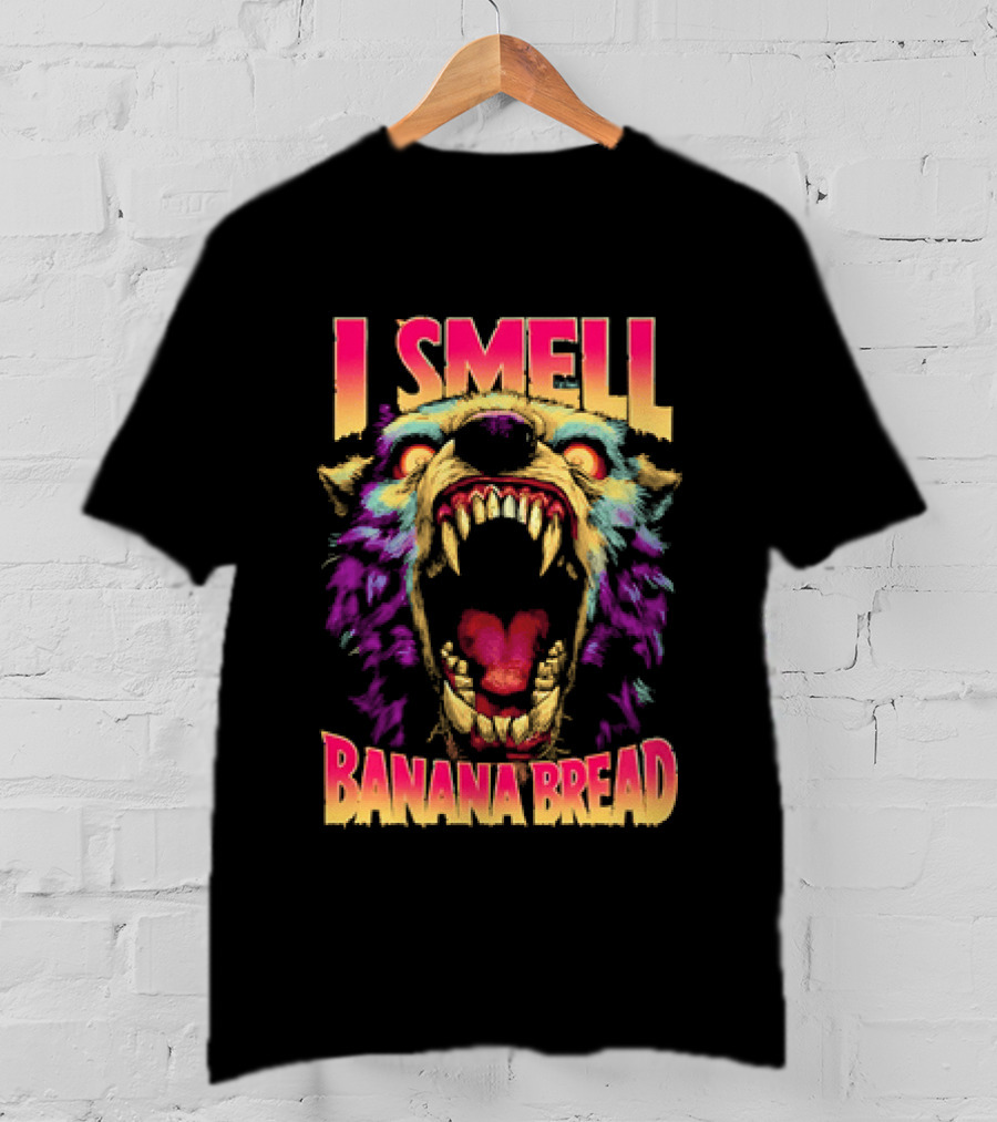 Hungry Werewolf I Smell Banana Bread Colorful Roaring Beast T-Shirt