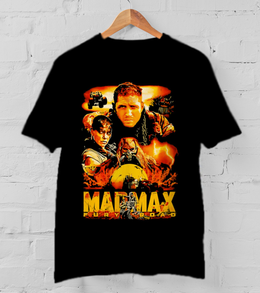 Mad Max Fury Road Characters Illustrated In Bold Orange Tones T-Shirt