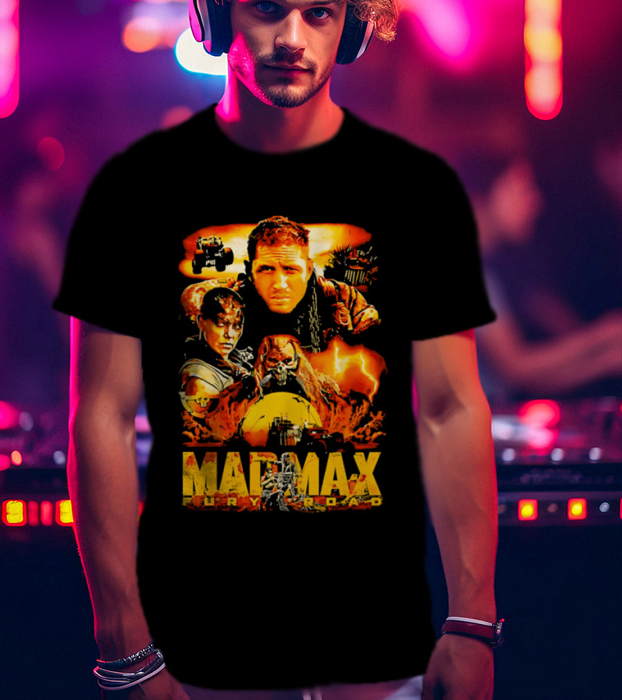 Mad Max Fury Road Characters Illustrated In Bold Orange Tones T-Shirt