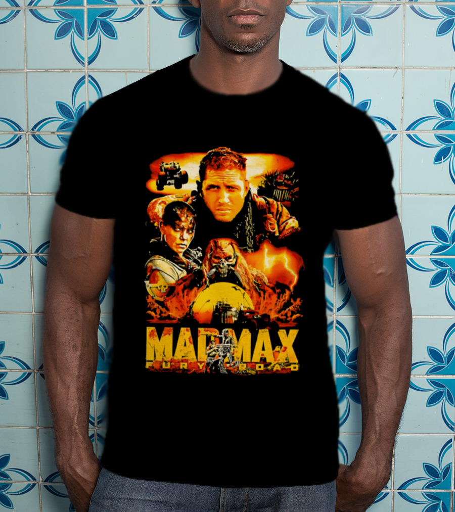 Mad Max Fury Road Characters Illustrated In Bold Orange Tones T-Shirt