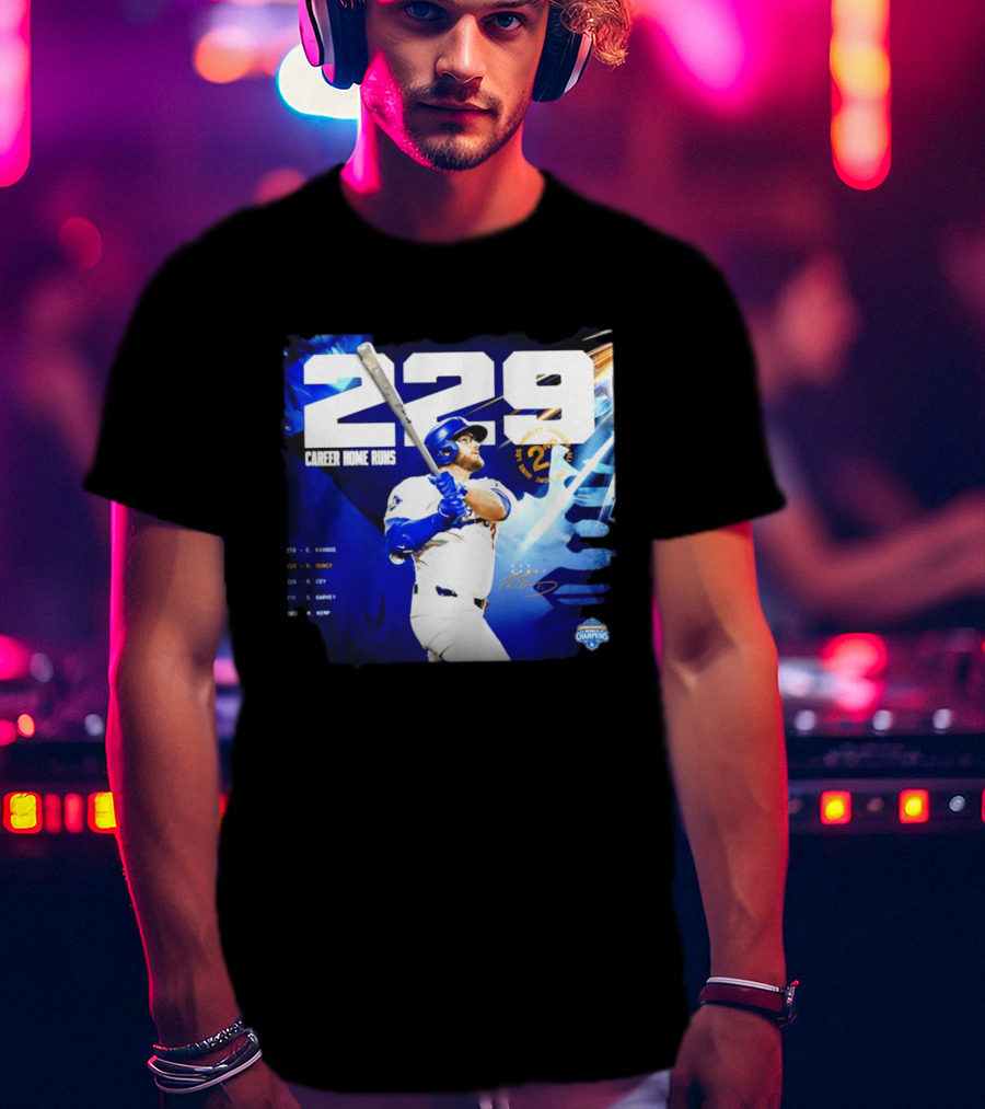 Max Muncy Los Angeles Dodgers 229 Career Home Runs Celebration MLB Champions T-Shirt