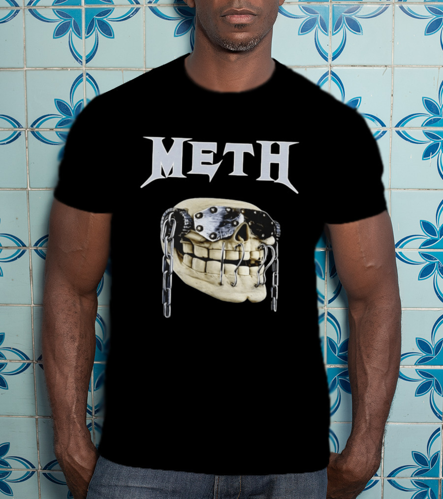 Meth Skull Metal Goggles Chains T-Shirt