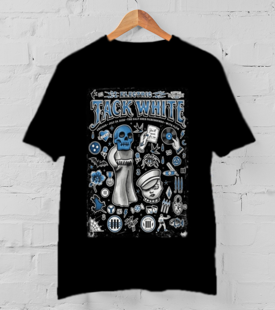 Electric Jack White Chicago July 24 2026 Salt Shed Chicago With Plaketa T-Shirt