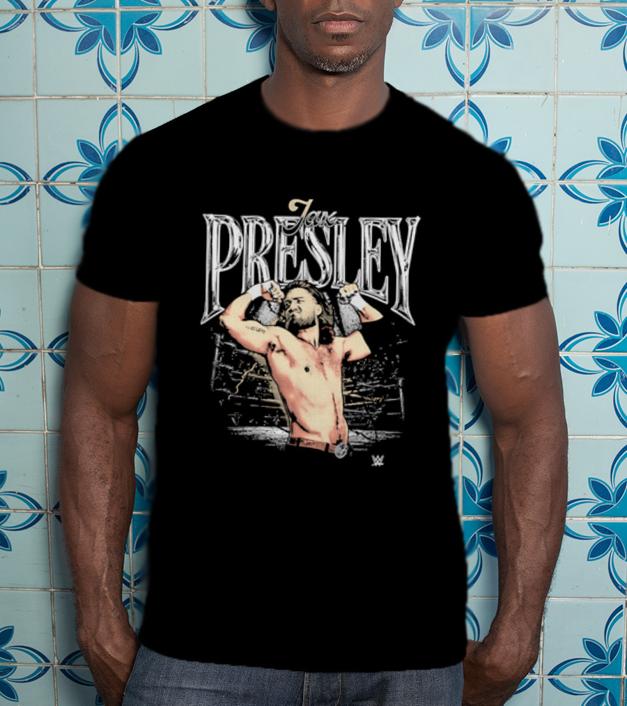 Jax Presley Flexing Muscles WWE Presley Backdrop T-Shirt