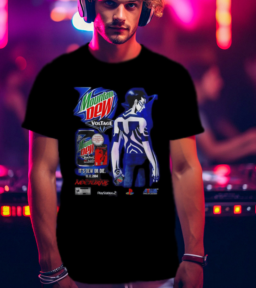 Mountain Dew Voltage Nocturne Devil May Cry Featuring Dante It's Dew Or Die 10.12.2004 PlayStation 2 Atlus T-Shirt