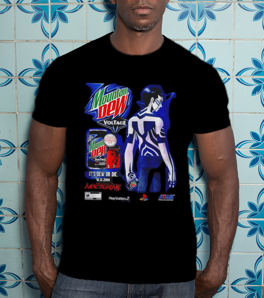 Mountain Dew Voltage Nocturne Devil May Cry Featuring Dante It's Dew Or Die 10.12.2004 PlayStation 2 Atlus T-Shirt