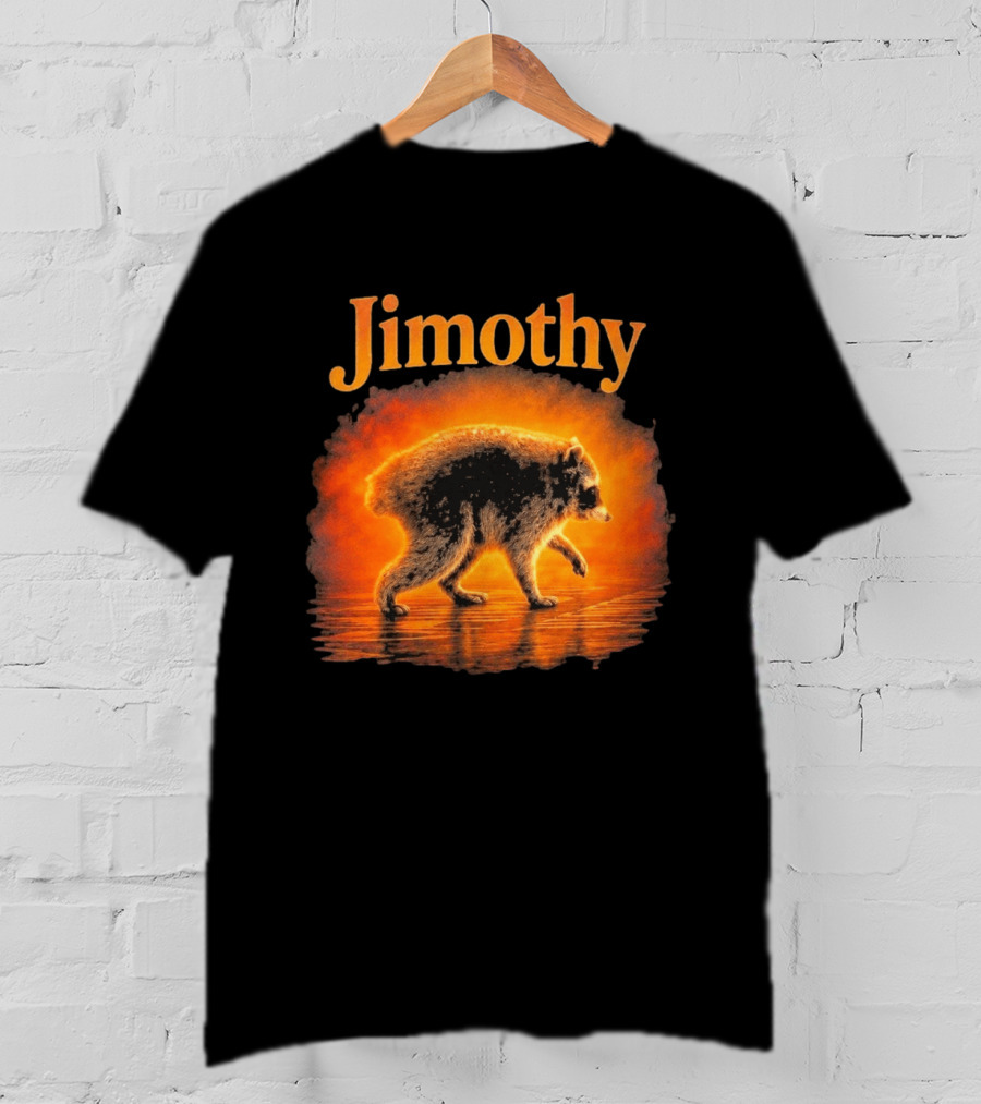 Jimothy Raccoon Silhouette Glowing Sunset Nature Scene T-Shirt