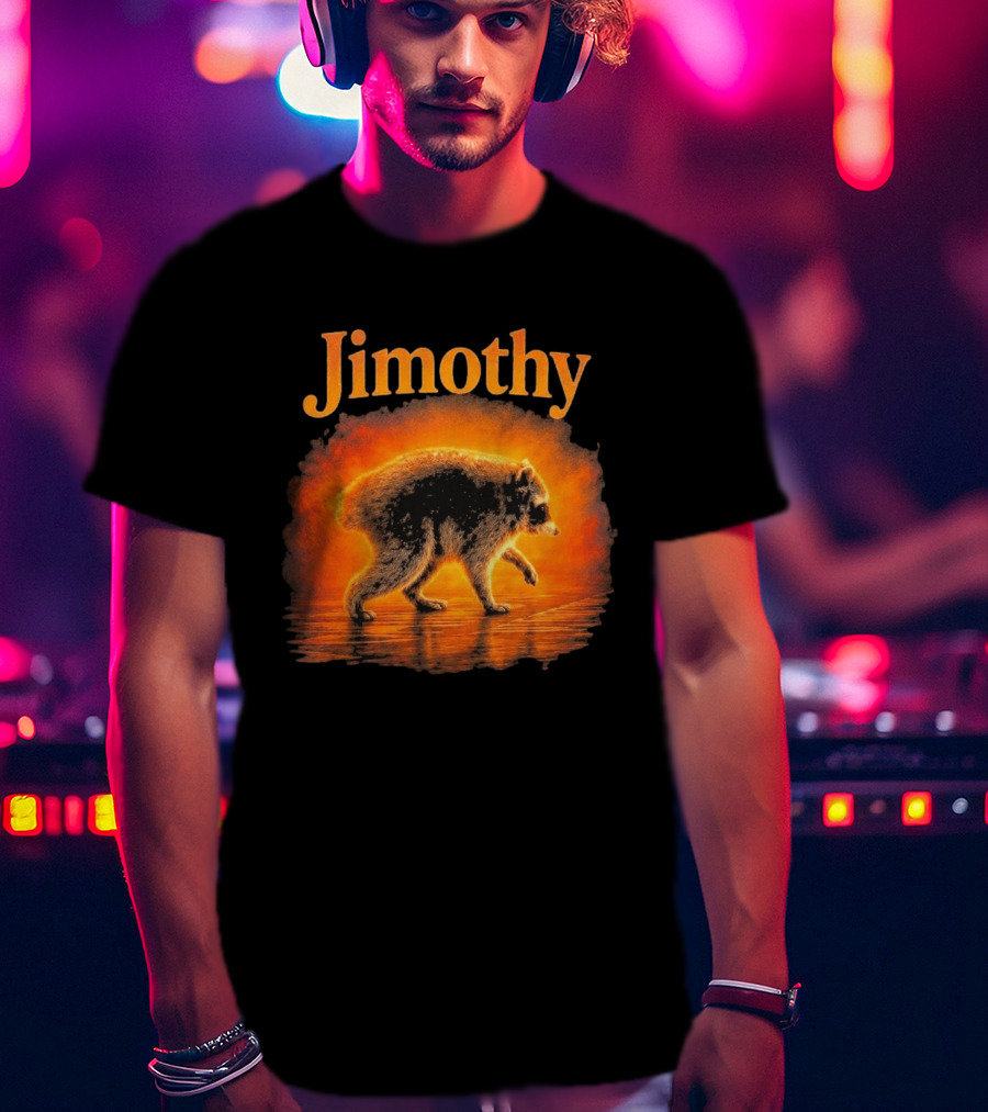 Jimothy Raccoon Silhouette Glowing Sunset Nature Scene T-Shirt