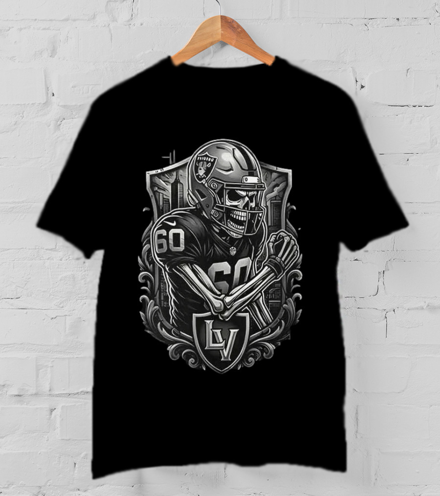 Las Vegas Raiders Skeleton Football Spirit Runs In My Blood T-Shirt