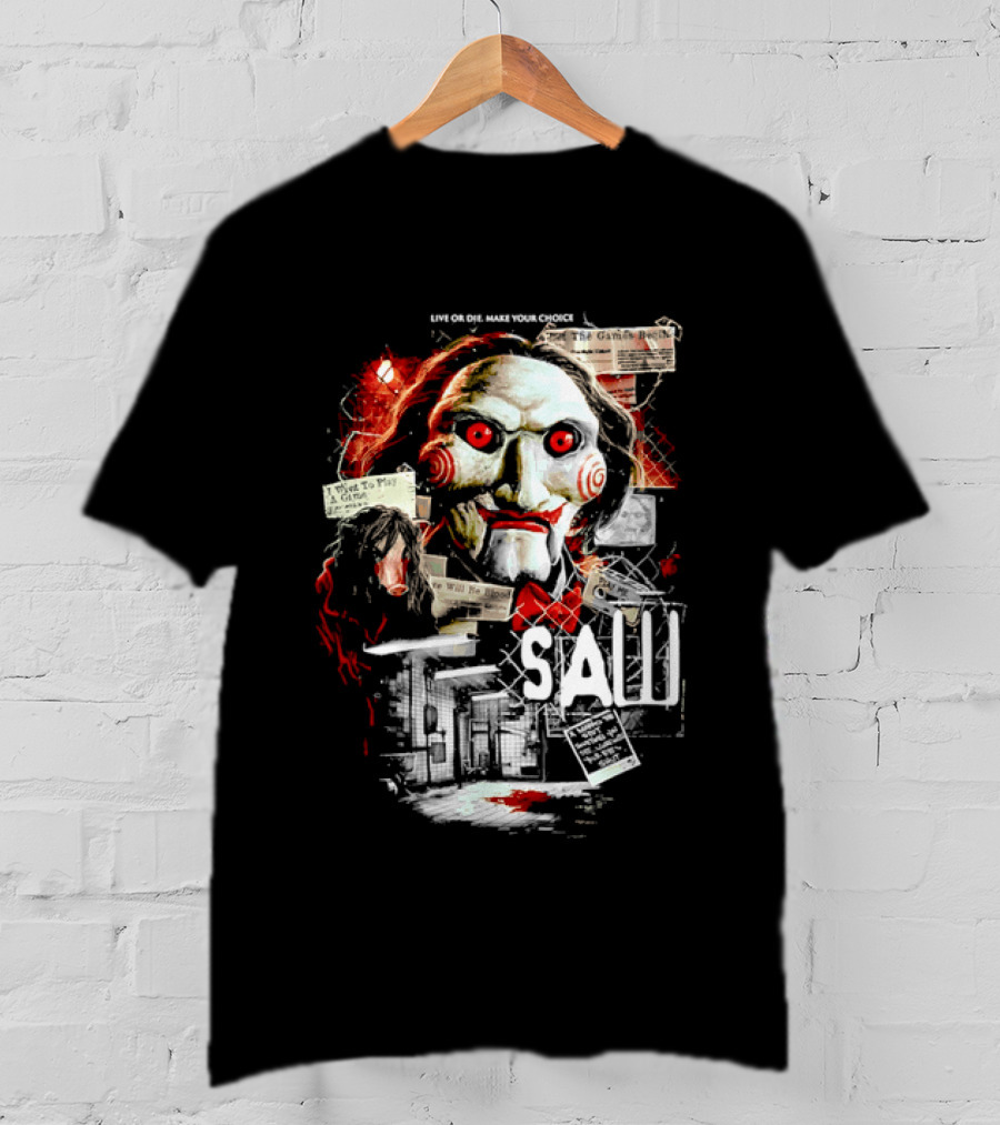 Live Or Die Make Your Choice Saw I Want To Play A Game Sometimes You See More With Your Eyes Shut X Marks The Spot T-Shirt