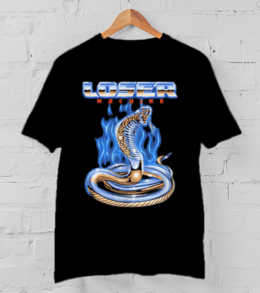 Loser Machine Cobra Flaming Blue Serpent Roaring Snake T-Shirt