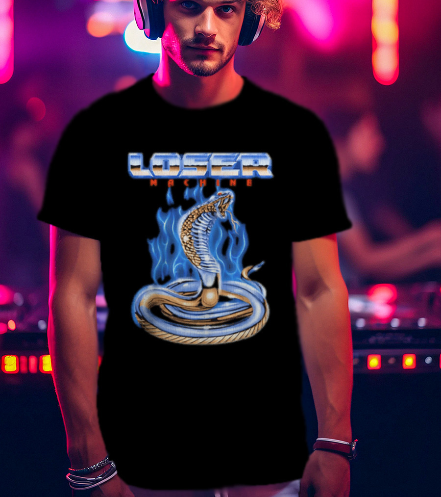 Loser Machine Cobra Flaming Blue Serpent Roaring Snake T-Shirt