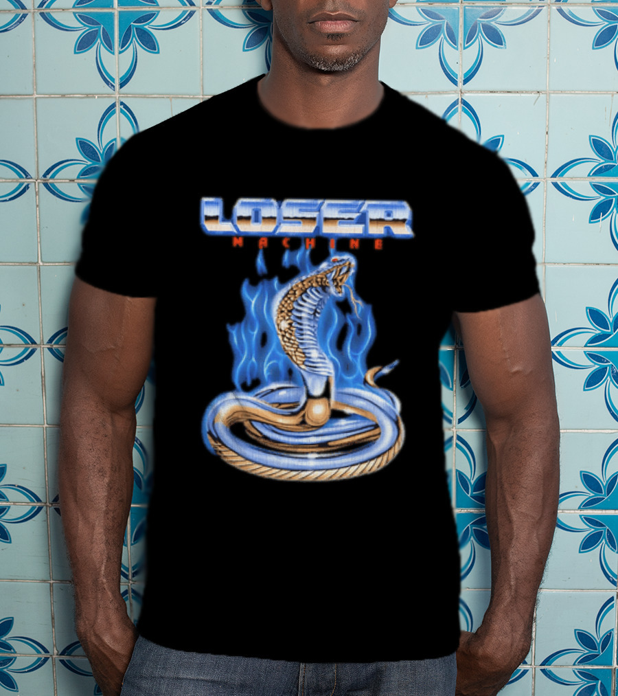 Loser Machine Cobra Flaming Blue Serpent Roaring Snake T-Shirt