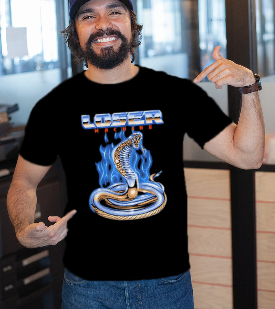 Loser Machine Cobra Flaming Blue Serpent Roaring Snake T-Shirt