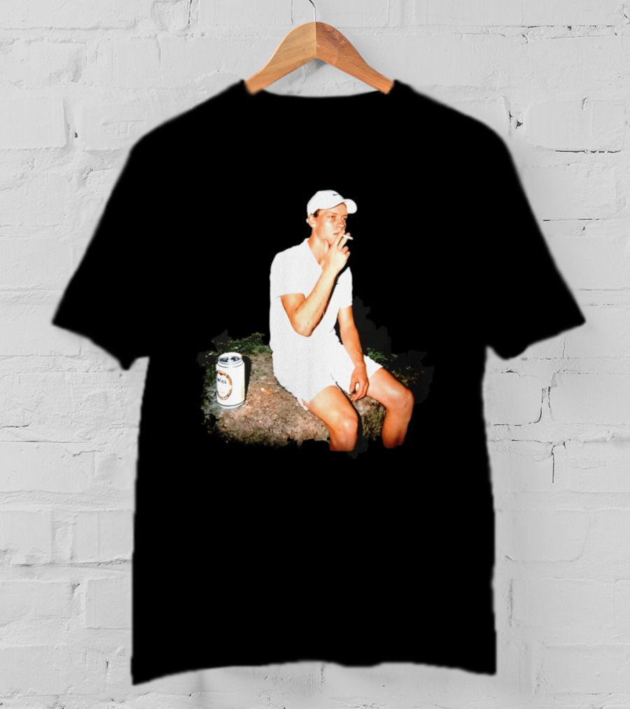Wimbledon 2026 Men's Singles Italy Jannik Sinner Smoking With Beer T-Shirt