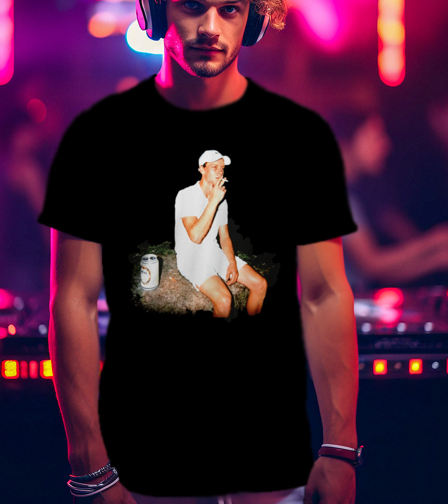 Wimbledon 2026 Men's Singles Italy Jannik Sinner Smoking With Beer T-Shirt