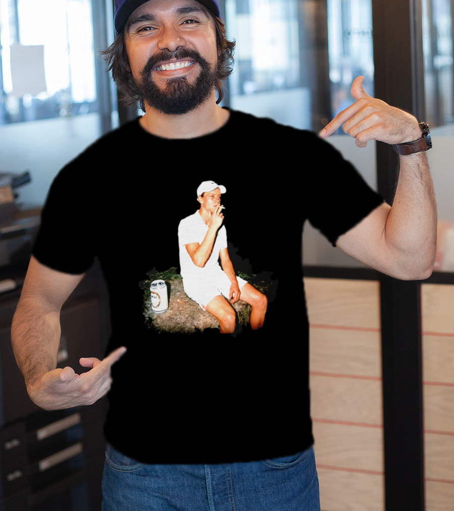 Wimbledon 2026 Men's Singles Italy Jannik Sinner Smoking With Beer T-Shirt
