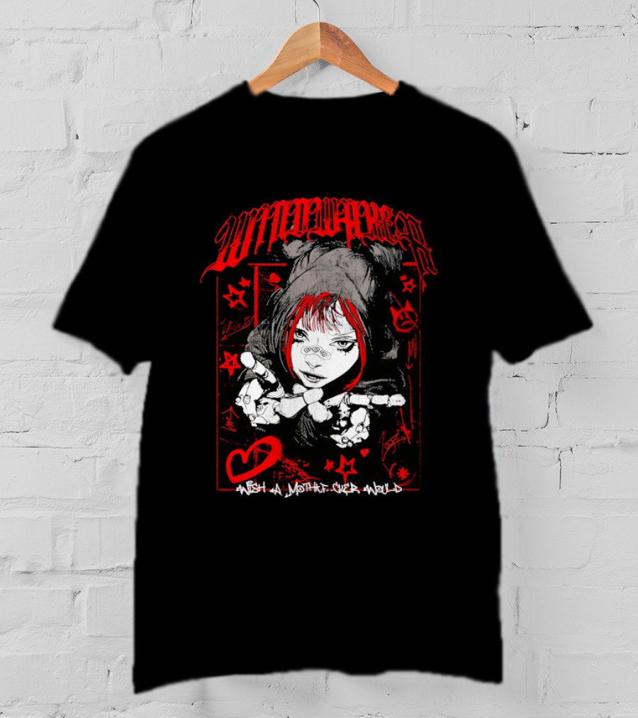 Windwaker Wish A Mfer Would Red And Black Graphic With Stars And Peace T-Shirt