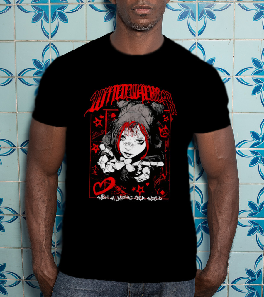 Windwaker Wish A Mfer Would Red And Black Graphic With Stars And Peace T-Shirt