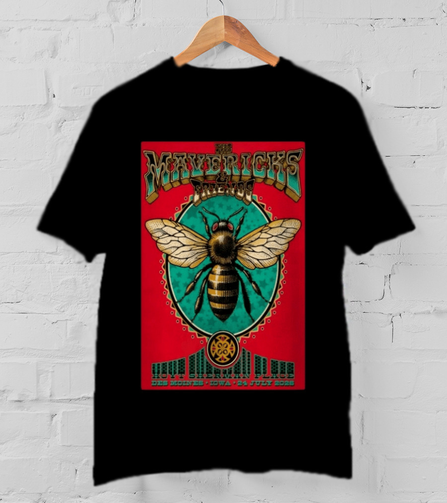 The Mavericks And Friends Hoyt Sherman Place Des Moines Iowa July 24 2026 Vintage Concert With Bee Image T-Shirt