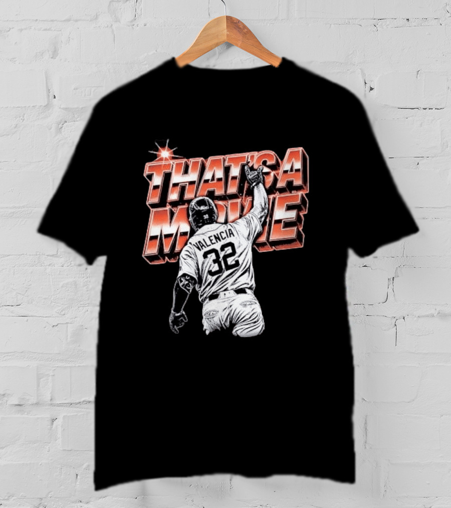 Valencia That's A Movie Baseball Iconic Pose 32 Pointing Skyward T-Shirt