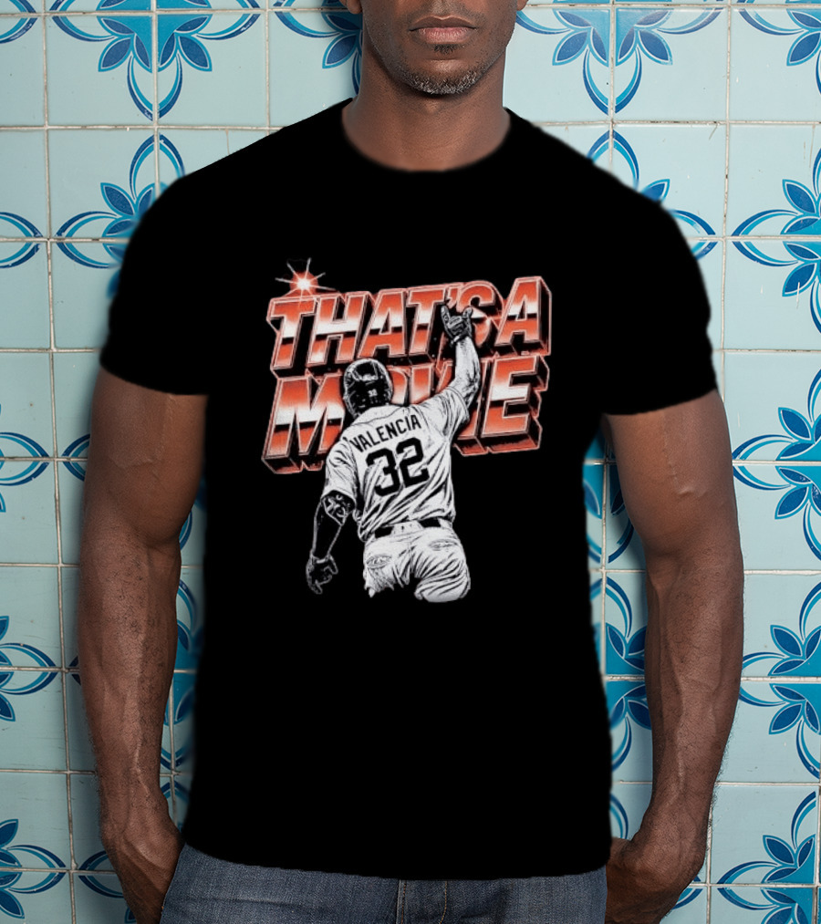 Valencia That's A Movie Baseball Iconic Pose 32 Pointing Skyward T-Shirt
