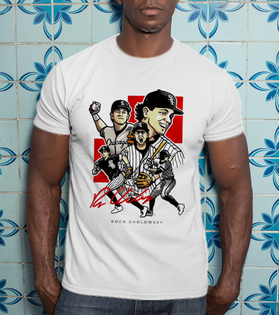 Roch Cholowsky Chicago White Sox Player Artwork Collage T-Shirt