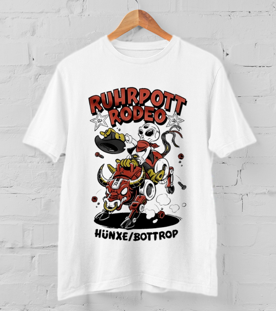 Ruhrpott Rodeo Hünxe Bottrop Alien Riding Mechanical Bull Festival T-Shirt