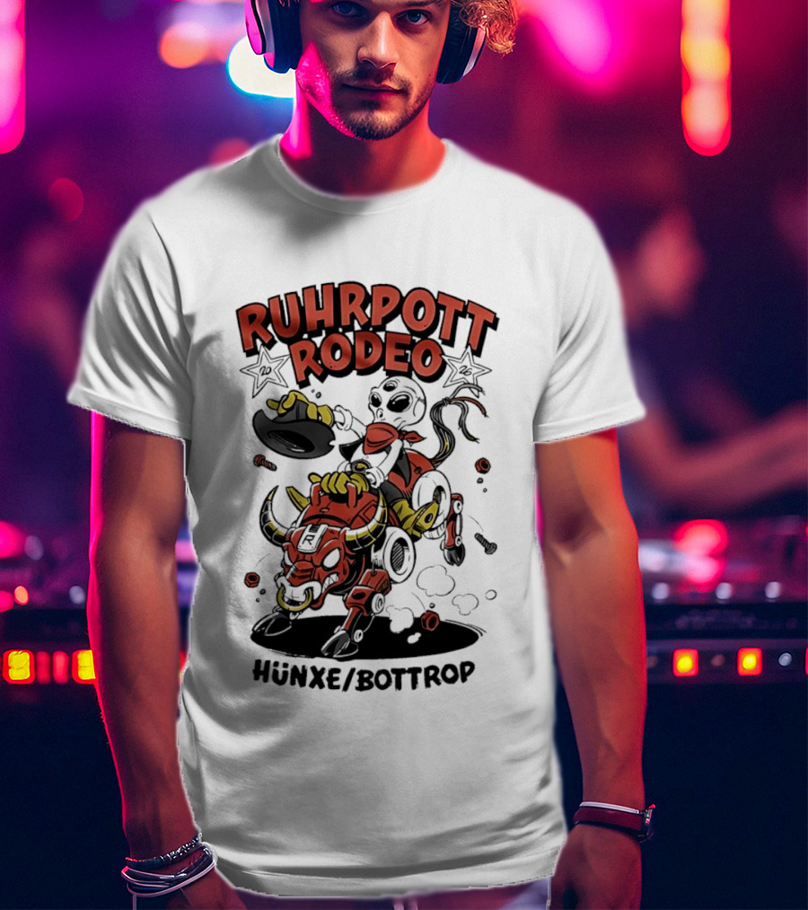Ruhrpott Rodeo Hünxe Bottrop Alien Riding Mechanical Bull Festival T-Shirt