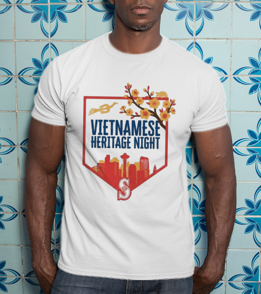 Seattle Mariners Vietnamese Heritage Night Blossom Skyline Celebration T-Shirt