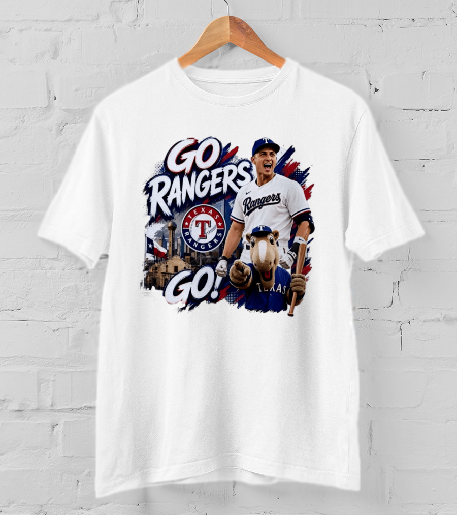 Go Rangers Texas Rangers Baseball Team Spirit Celebration T-Shirt